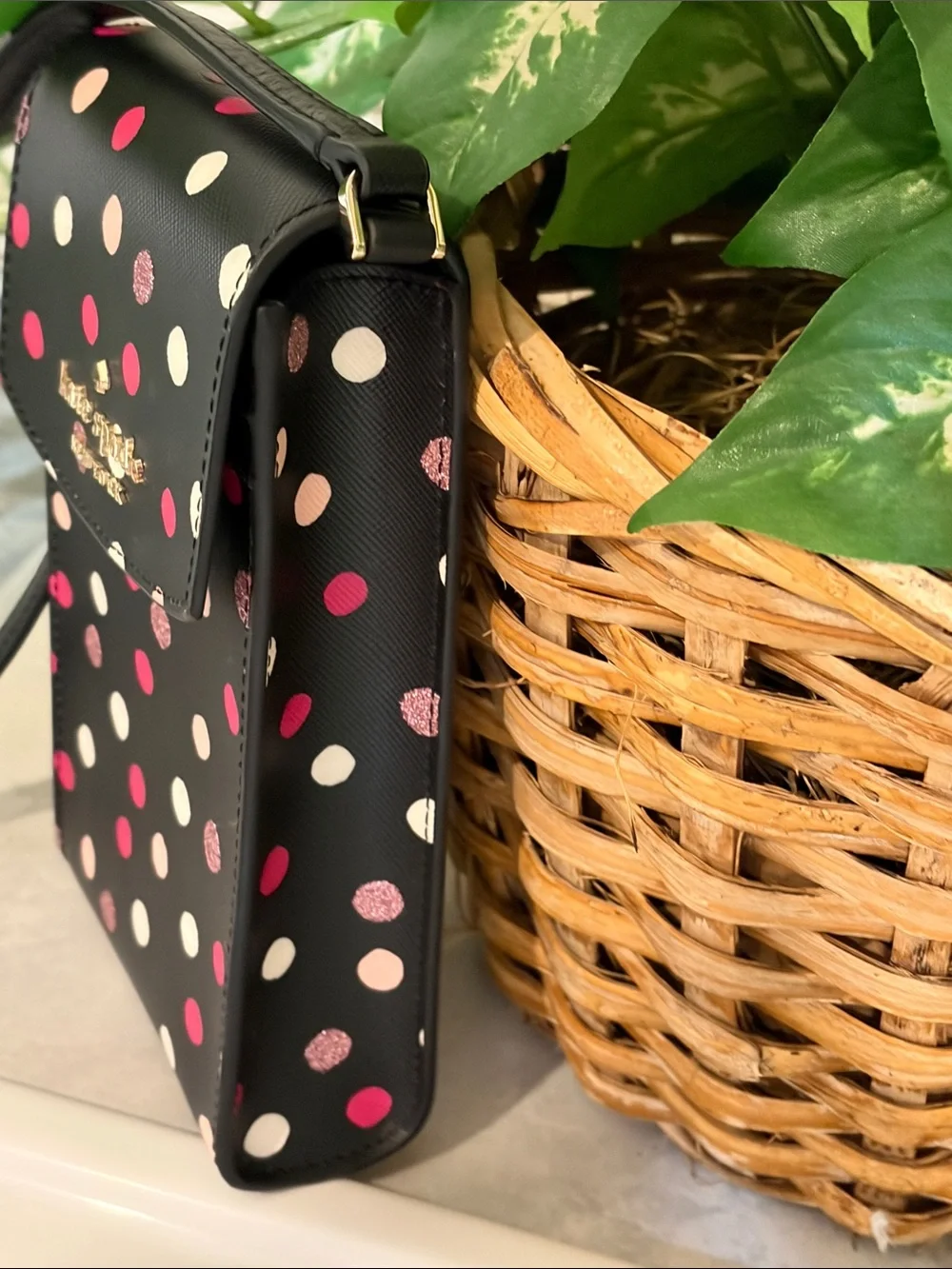 kate spade Black Polka Dot Crossbody phone case